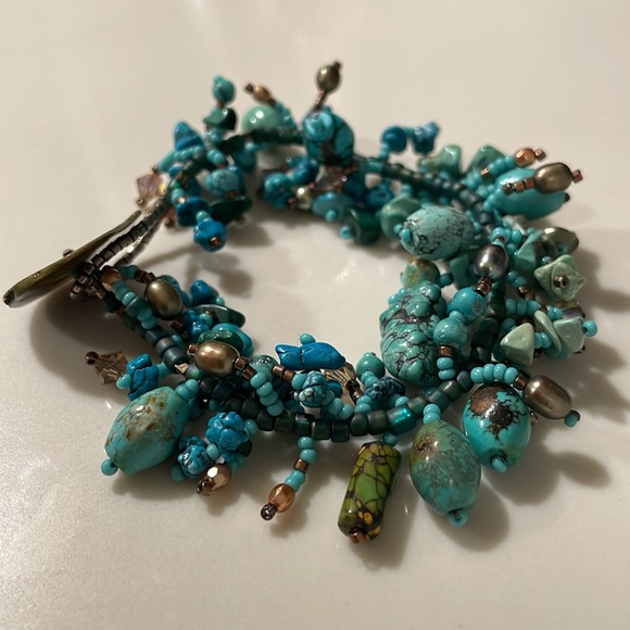 TURQUOISE AND BROWN BEADS BRACELET. - Picture 5 of 7